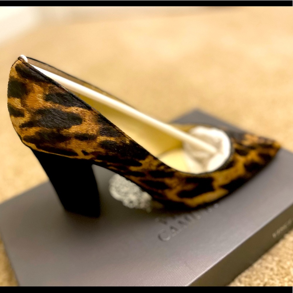 Vince Camuto Candera 3 black and rouge leopard true suede heels